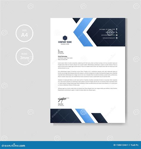 Professional Blue Letterhead Graphic Element Template Stock Vector ...