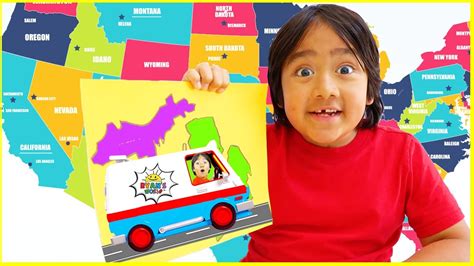 Learn about USA states map and Capitals for Kids with Ryan!!! - YouTube