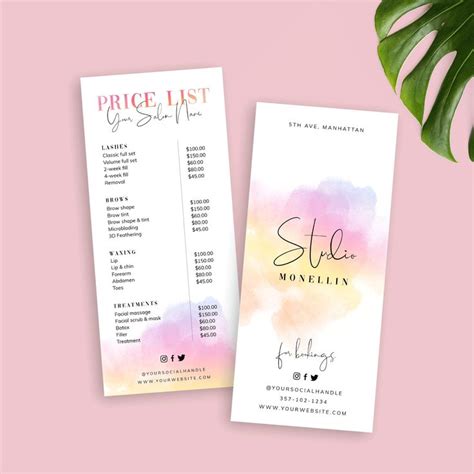 Editable Price List Template, Price List Design, Printable Beauty Salon ...