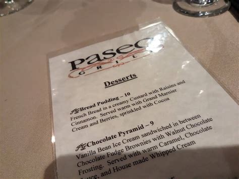 Menu at Paseo Grill restaurant, Oklahoma City