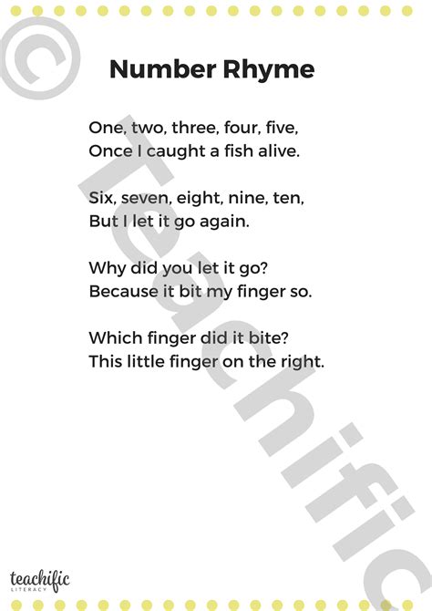 Poems: Number Rhyme, K,1 | Teachific