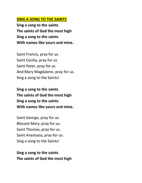 Saints Song Lyrics