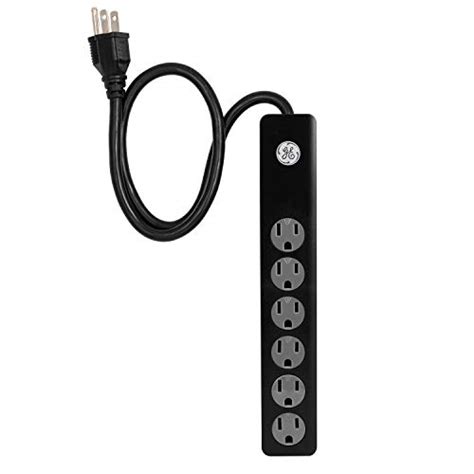 GE 6-Outlet Surge Protector, 2 Ft Extension Cord, Power Strip, 450 Joules, Heavy Duty Plug ...
