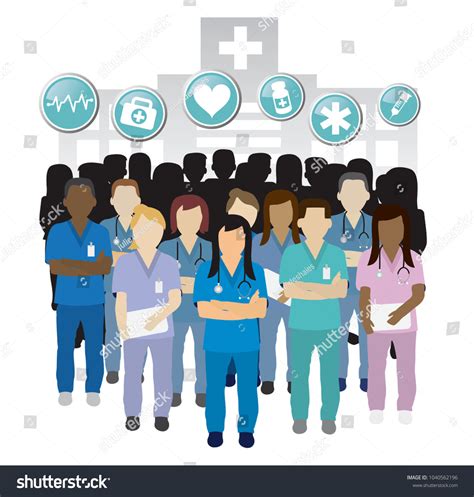 Serious Nurse Group Team Work Front Stock Vector (Royalty Free) 1040562196 | Shutterstock