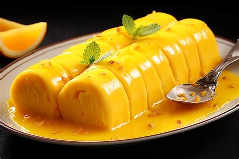 Premium AI Image | Mango kulfi a frozen Indian dessert