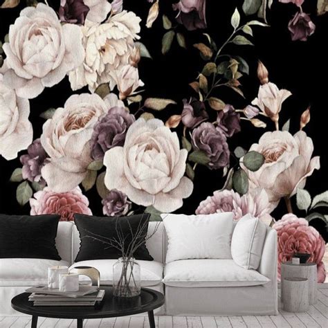 Removable Peel and Stick Dark Floral Wallpaper Mural Bush Pink | Etsy | Floral wallpaper, Dark ...