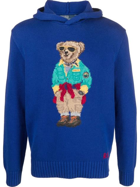 Polo Ralph Lauren Polo Bear Knitted Hoodie In Blue | ModeSens