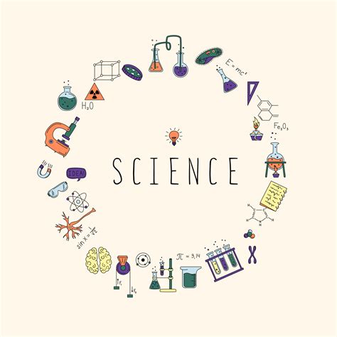 Science Set With Elements Of Science. Flasks, Microscope, Formulas And More. The Concept of ...