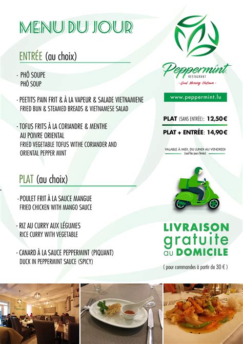 menu du jour do 5 au 9 octobre | Restaurant PEPPERMINT