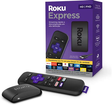 Roku Express - Streaming player Full HD. Transforma sua TV em Smart TV. Com controle remoto e ...