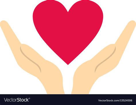 Hands holding heart icon flat style Royalty Free Vector