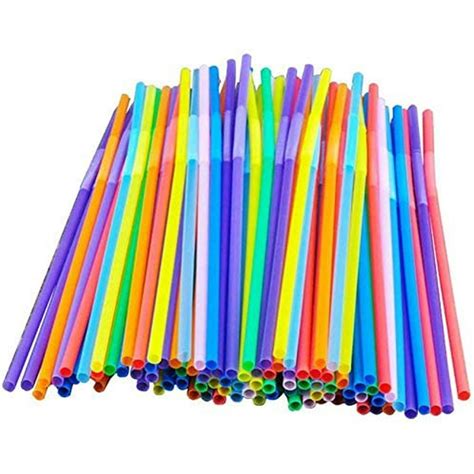 Long Drinking Straws, 100 Pack, 10.2 inches, Individual Package Disposable Flexible Plastic ...