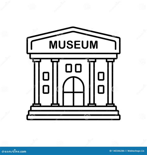 Black Line Icon for Museum, Building and Mythology Stock Vector - Illustration of logo, symbol ...