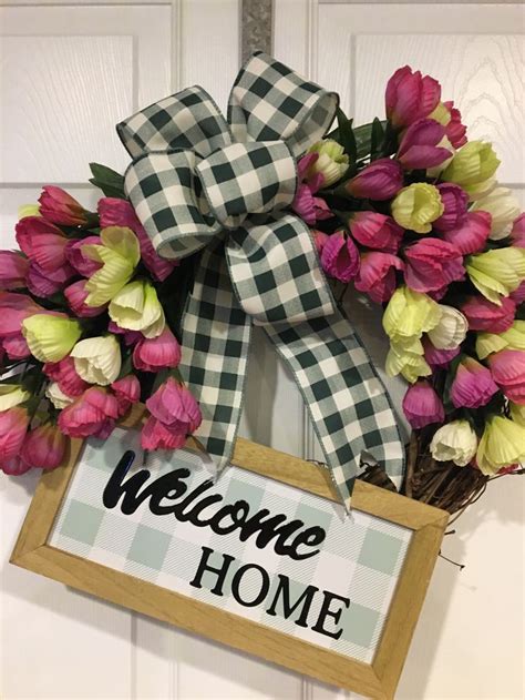 Welcome home wreath | Spring wreath, Wreaths, Burlap wreath