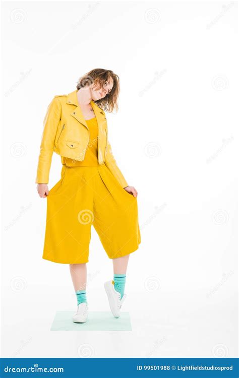 Girl in Trendy Yellow Clothes Stock Photo - Image of fashion, person: 99501988