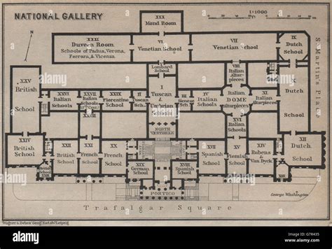 THE NATIONAL GALLERY floor plan. Trafalgar Square. London. BAEDEKER, 1930 map Stock Photo - Alamy