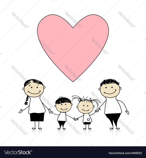 Happy family with love drawing sketch Royalty Free Vector