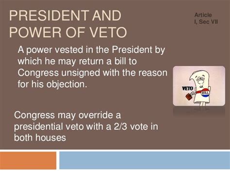 President and power of veto