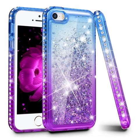 Gradient Quicksand Phone Case for iPhone 5S SE 5 Glitter Bling Protective Cover for iPhone 5S ...