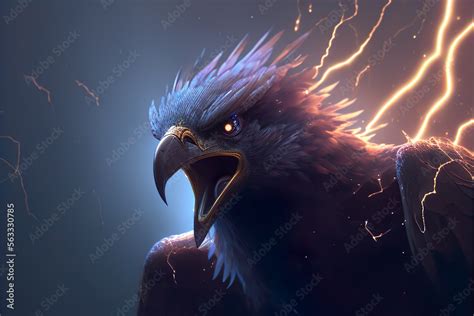 Thunderbird, Mythical creature withe Lightning Stock Illustration ...