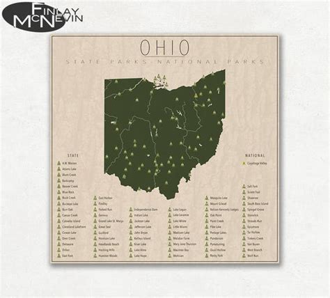 OHIO PARKS National and State Park Map Fine Art Photographic | Etsy