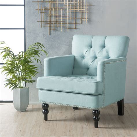 Noble House Marilyn Light Blue Fabric Club Accent Chair - Walmart.com - Walmart.com