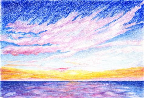 Sunset Sky Drawing Color Pencil : This step by step acrylic painitng ...