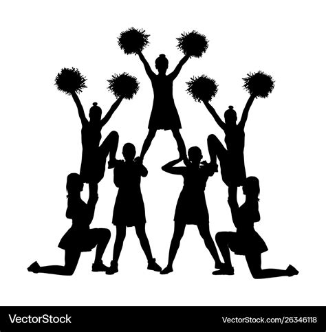 Cheerleader dancers figure silhouette girl support