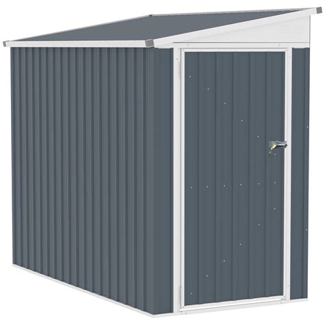 Outsunny 4' x 8' Steel Garden Storage Shed Lean to Shed Outdoor Metal ...