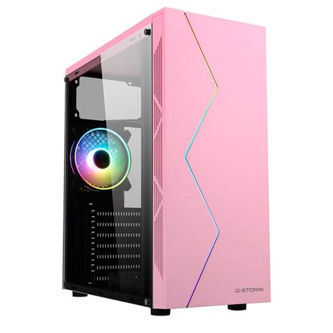 Pink PC Case RGB LED Strip Left Glass ATX Computer Case - China ...