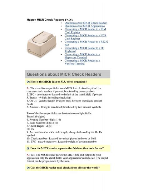 MAGTEK MICR Check Readers FAQ - E-PoS International