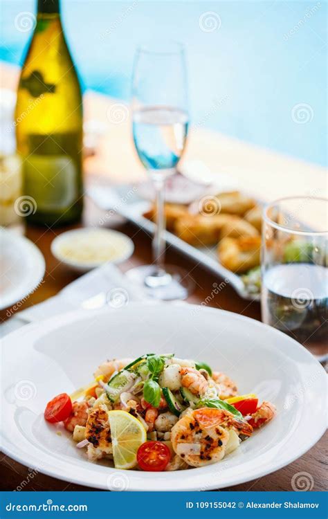 Delicious seafood lunch stock photo. Image of scallop - 109155042