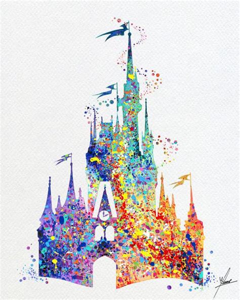 Disney Castle Watercolor at PaintingValley.com | Explore collection of ...