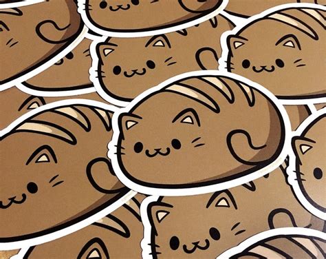 Cat Loaf Vinyl Sticker Cute Bread Kitty Decal Funny Cats Waterproof ...