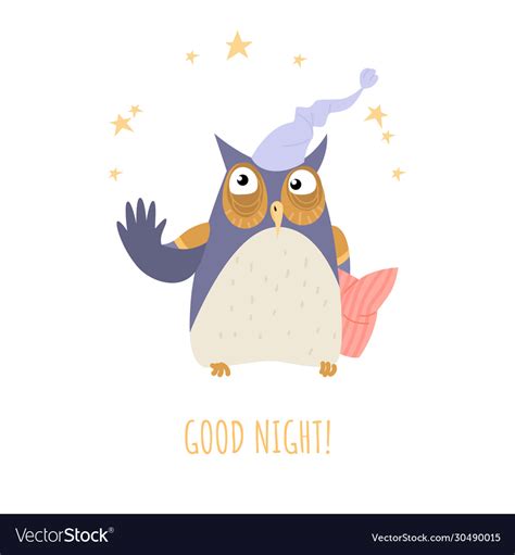 Good night concept with a cute cartoon owl Vector Image