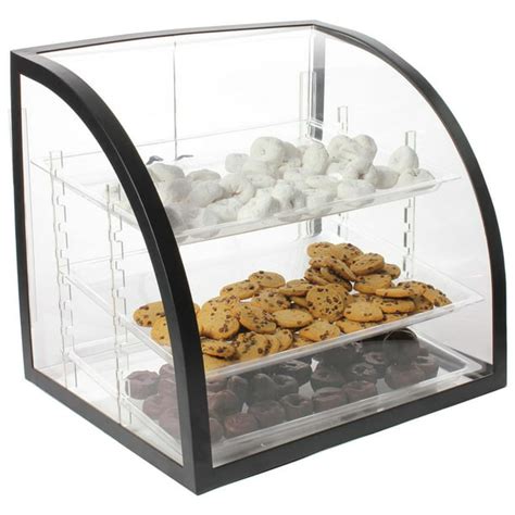 Countertop Bakery Display Case, Clear Acrylic With Black Metal Frame, Rear-loading Doors And 3 ...