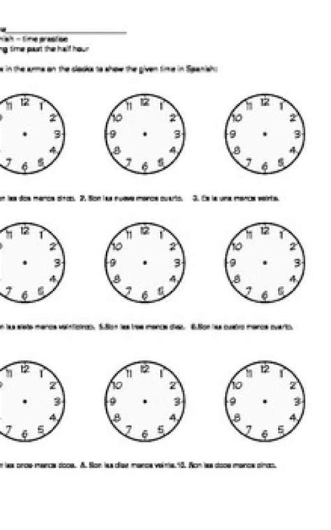 Worksheet About Time In Spanish & Formatted Templates Example | Free Worksheets Samples