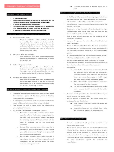 Cardinal Rules | PDF | Statutory Interpretation | Will And Testament