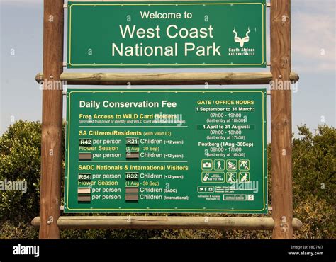 West Coast National Park Sign in the Western Cape of South Africa Stock ...