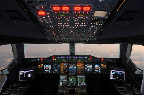 Airbus Cockpit stock photo. Image of travel, clouds, night - 28742774