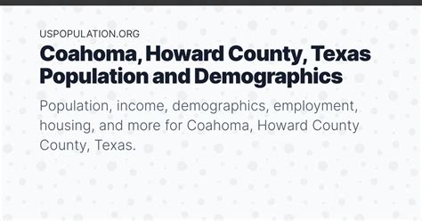 Coahoma, Howard County, Texas Population | Income, Demographics, Employment, Housing