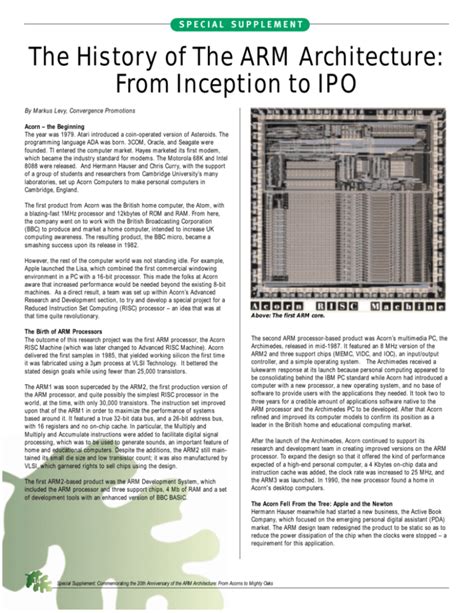 The History of The ARM Architecture: From Inception to IPO