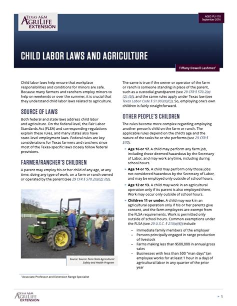 Child Labor Laws and Agriculture | Publications | AgriLife Learn