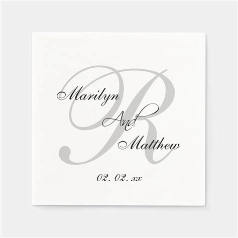 Custom Monogram Elegant Wedding Paper Napkins | Zazzle