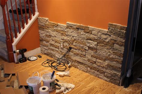 Stone Accent Wall: DIY Air Stone Wall in a Living Room | RenoCompare