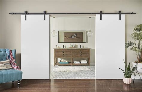 Sliding Double Barn Doors 72 x 80 inches with Rails 13FT | Planum 0010 White Silk | Hangers ...