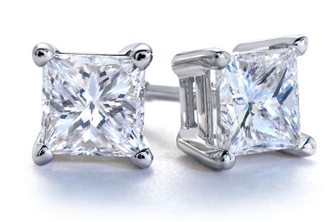 Princess-Cut Diamond Stud Earrings in 18k White Gold (1 ct. tw.) | Blue ...