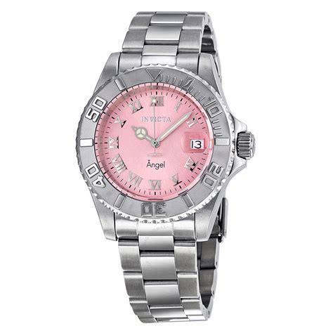 Invicta Angel Pink Dial Stainless Steel Ladies Watch 14360 - Angel ...