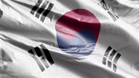 South Korea textile flag slow waving on the wind loop. South Korean ...