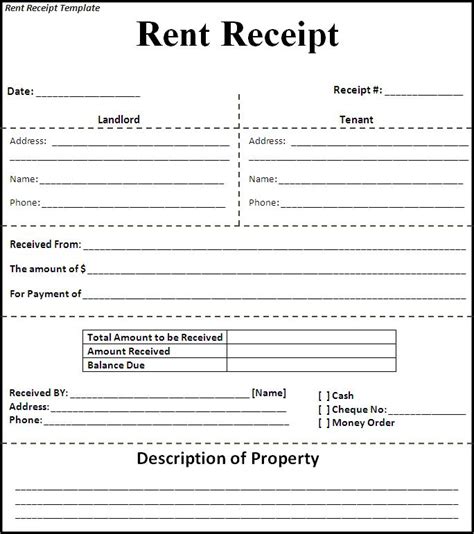 6 Free Rent Receipt Templates - Excel PDF Formats